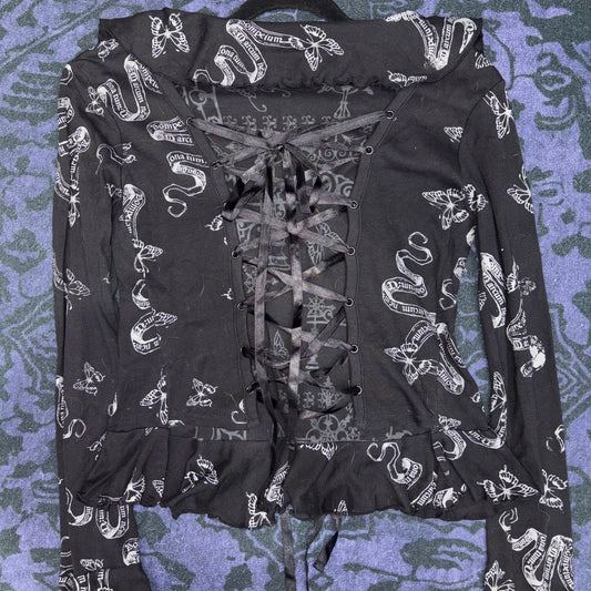 H.NAOTO BLOOD Butterfly Print Blouse