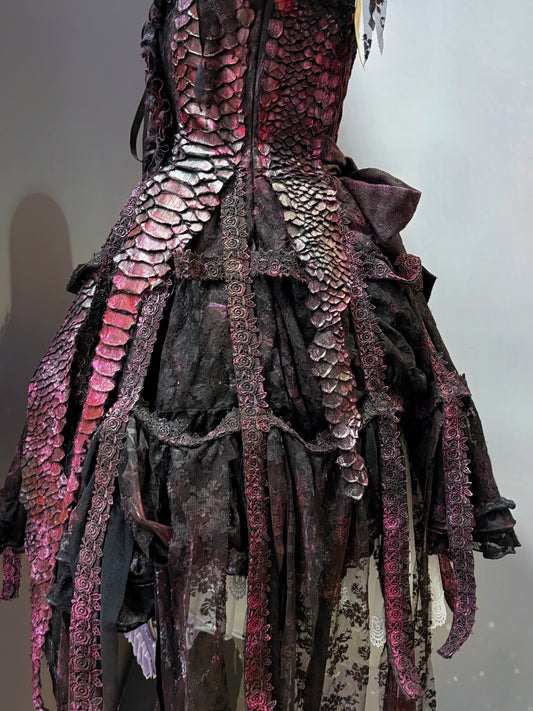 H.naoto Red Dragon Bird Cage Dress