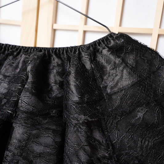 Lace Ruffle Black Short Skirt