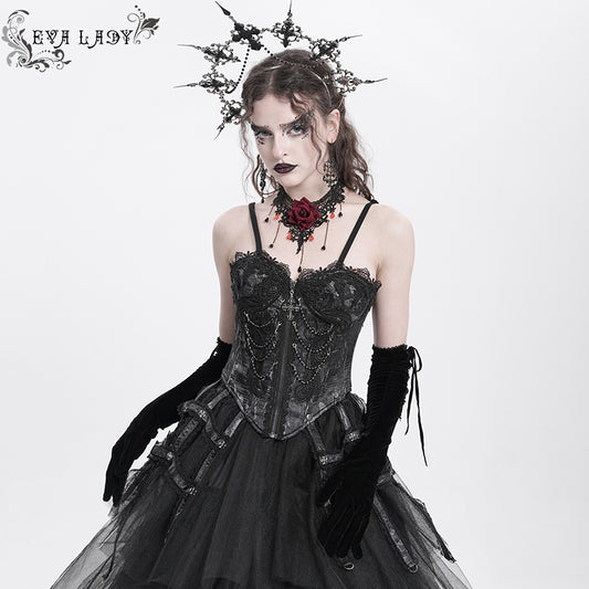 Gothic Fringed Iris One-Piece Bustle Corset