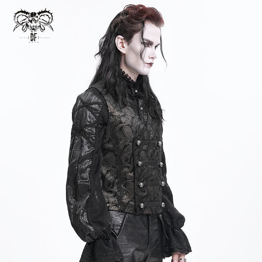 BAROQUE BLACK JACQUARD TAILORED WAISTCOAT