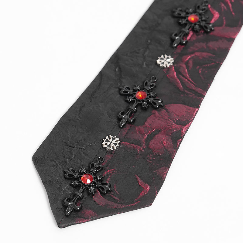 GOTHIC RED-BLACK CRYSTAL NECK TIE