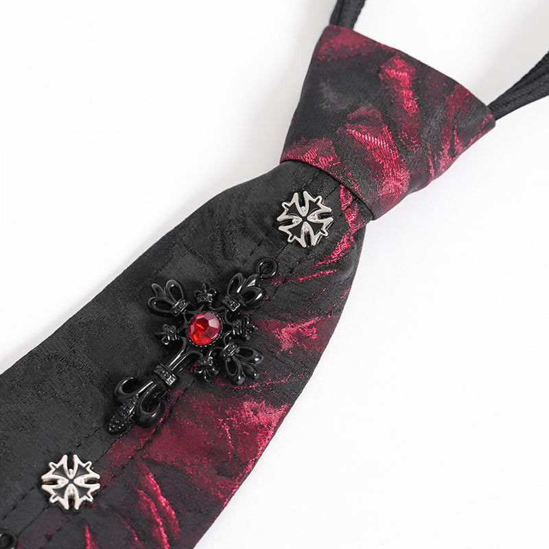GOTHIC RED-BLACK CRYSTAL NECK TIE