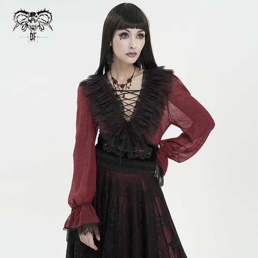 【IN STOCK】GOTHIC LACE BLOUSE WITH RUFFLES