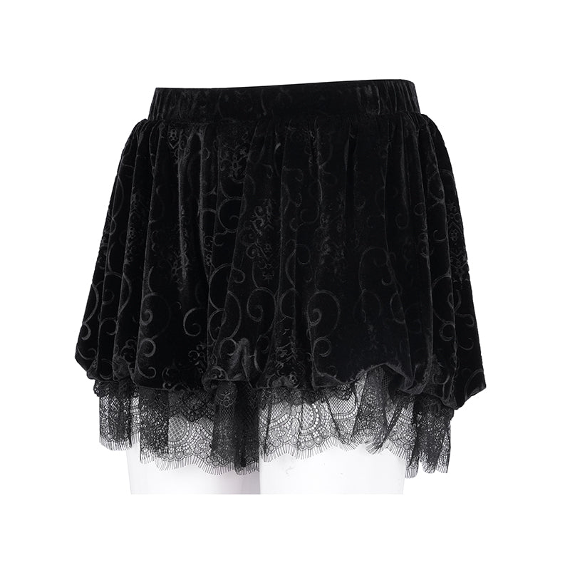 Gothic Embossed velvet Puff Shorts