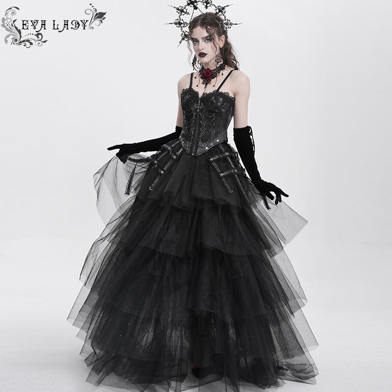 Gothic Fringed Iris One-Piece Bustle Corset