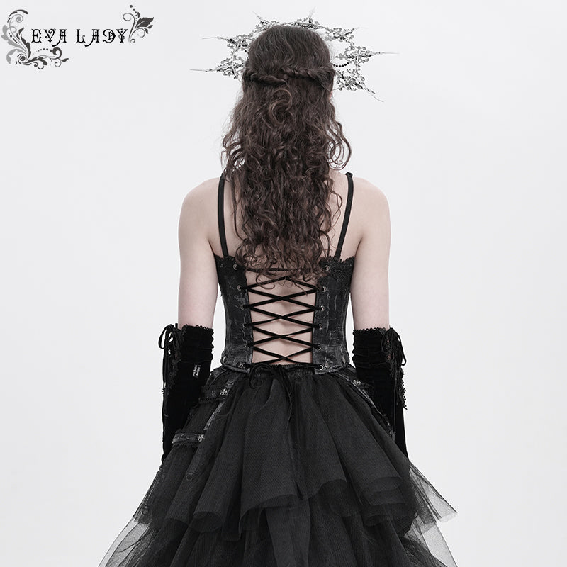 Gothic Fringed Iris One-Piece Bustle Corset