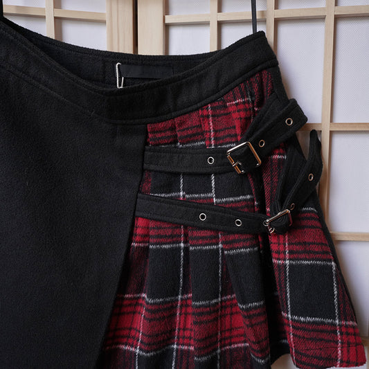 PUNK RAVE Buckled Woolen Skirt