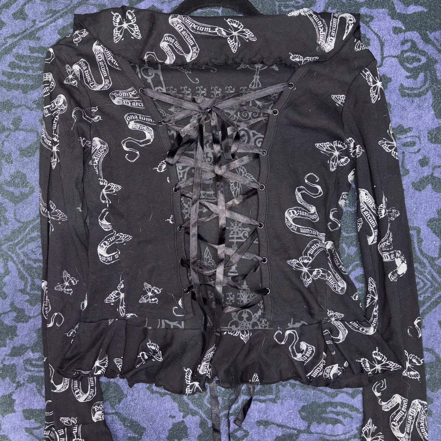 H.NAOTO BLOOD Butterfly Print Blouse