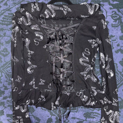 H.NAOTO BLOOD Butterfly Print Blouse
