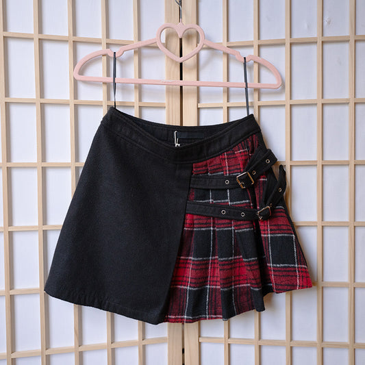 PUNK RAVE Buckled Woolen Skirt