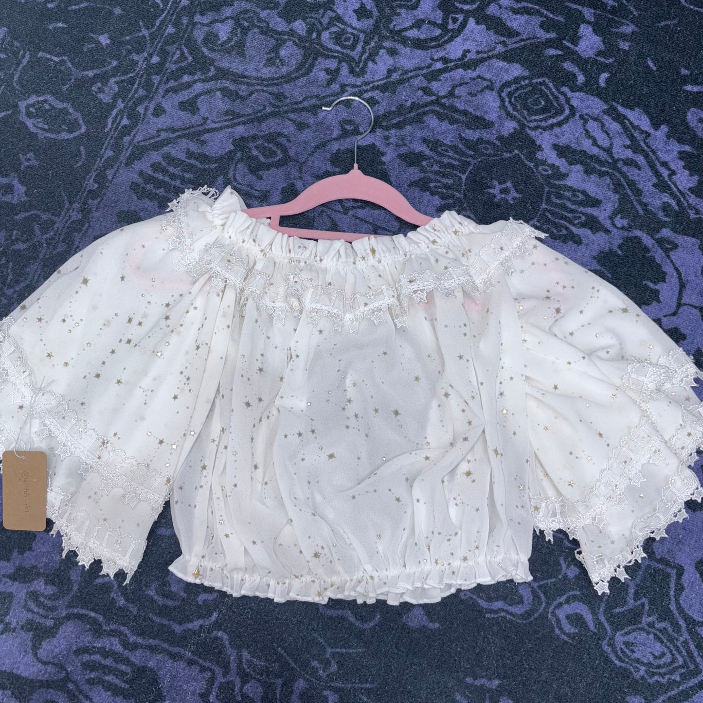 Lolita White Off the Shoulder Chiffon Crop Top