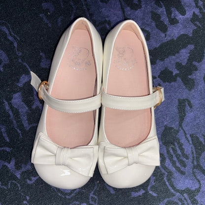 White Bow Flat Shoes