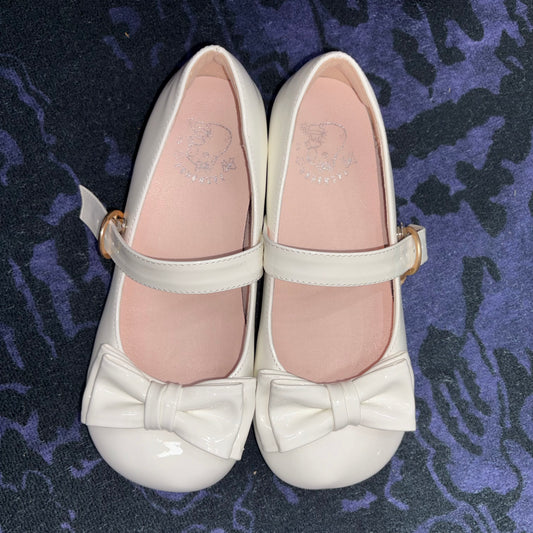 White Bow Flat Shoes