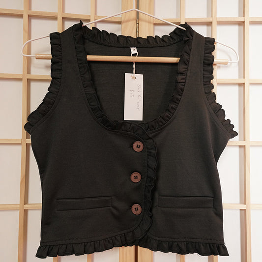 Grunge Black Frill Vest
