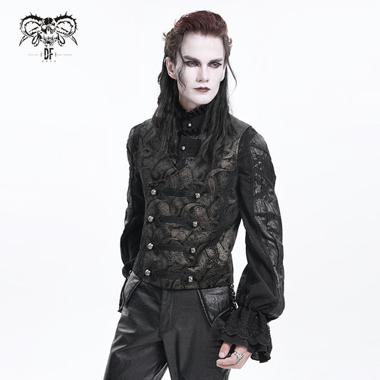 BAROQUE BLACK JACQUARD TAILORED WAISTCOAT
