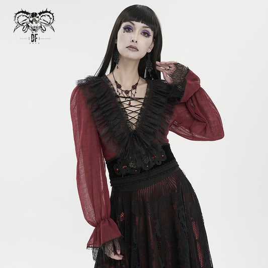 【IN STOCK】GOTHIC LACE BLOUSE WITH RUFFLES