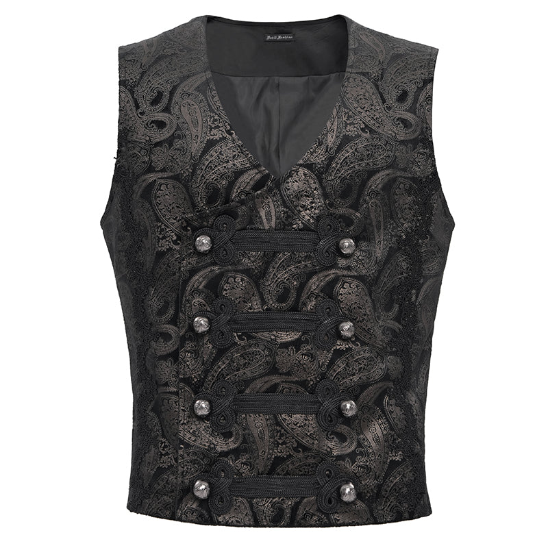 BAROQUE BLACK JACQUARD TAILORED WAISTCOAT