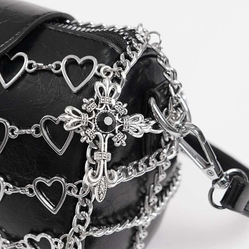 Punk Heart Chain Leather Bag