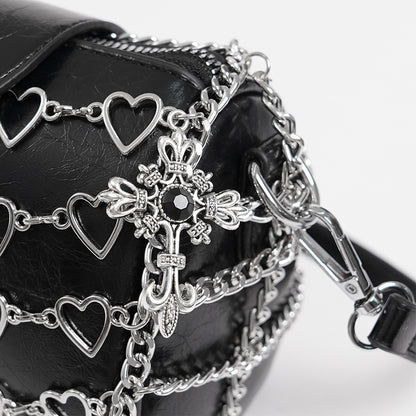 Punk Heart Chain Leather Bag