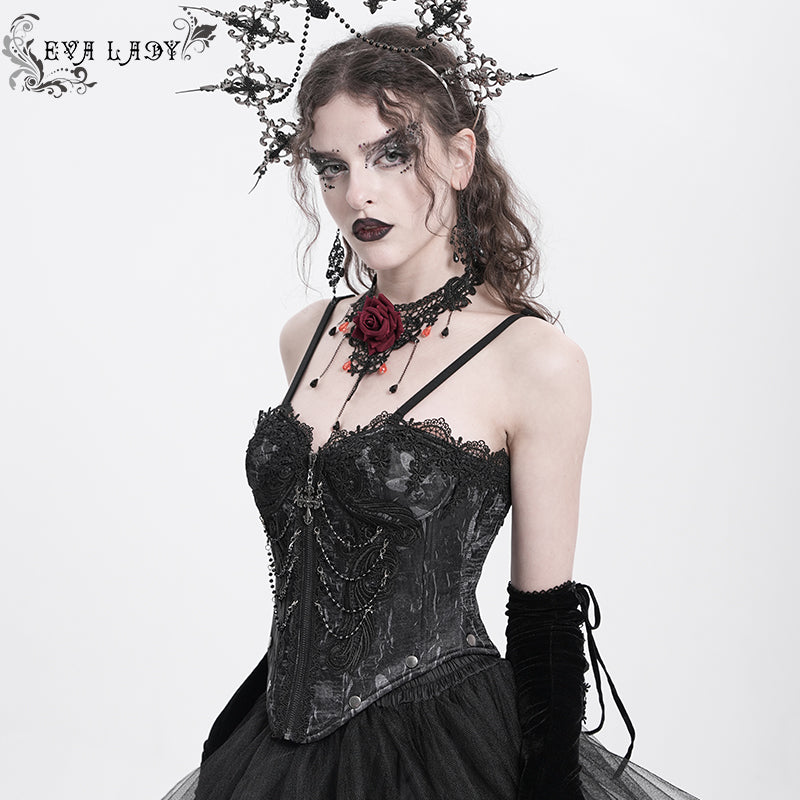 Gothic Fringed Iris One-Piece Bustle Corset