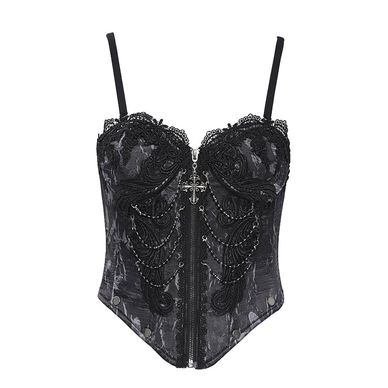 Gothic Fringed Iris One-Piece Bustle Corset
