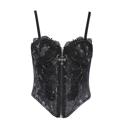 Gothic Fringed Iris One-Piece Bustle Corset