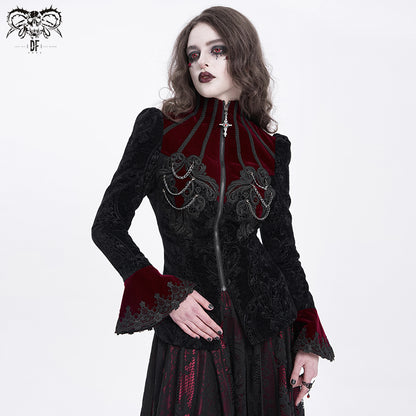 Gothic Victorian Jacket with Chains and Bell Sleeves