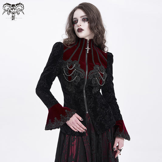 Gothic Victorian Jacket with Chains and Bell Sleeves