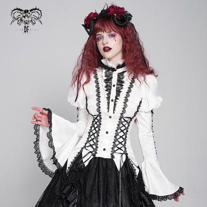 【IN STOCK】Love-shaped Jacquard White Gothic Blouse