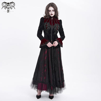 Gothic Victorian Jacket with Chains and Bell Sleeves
