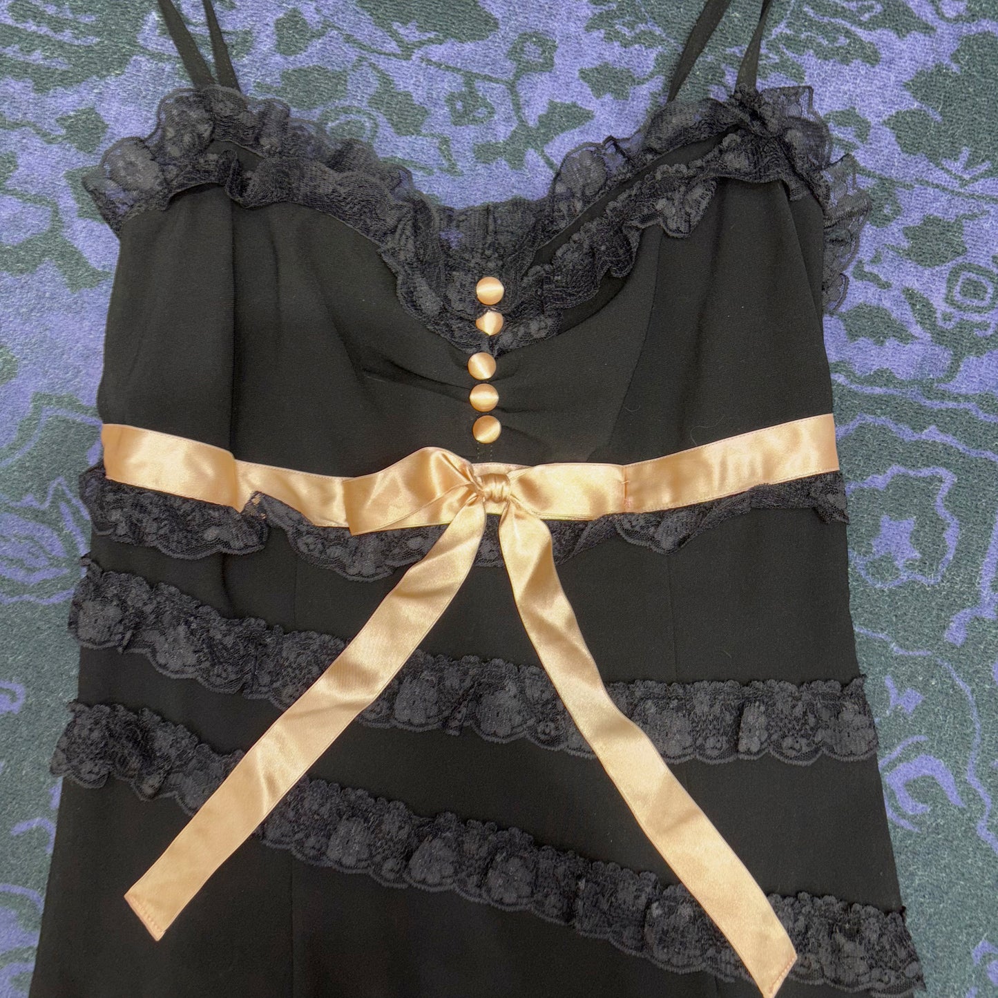 JESUS DIAMANTE Black and Pink Bow Babydoll