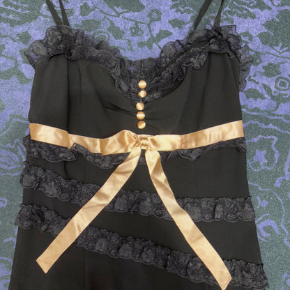 JESUS DIAMANTE Black and Pink Bow Babydoll