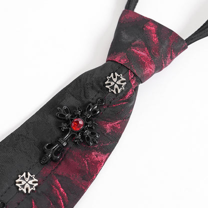 GOTHIC RED-BLACK CRYSTAL NECK TIE