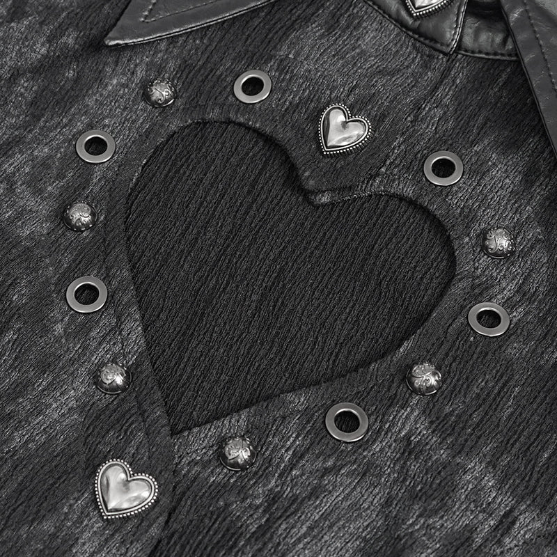 Heart cutout chest punk shirt