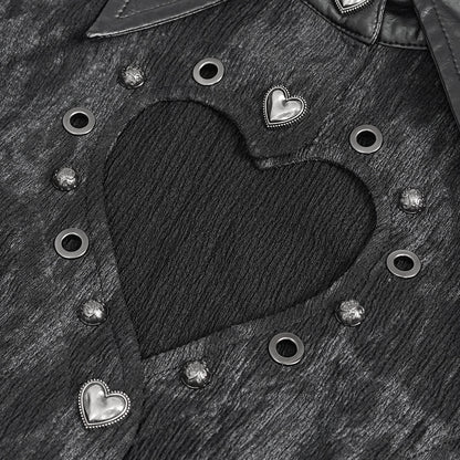 Heart cutout chest punk shirt