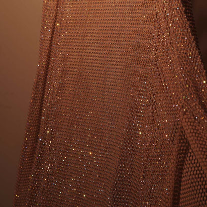 Pink Diamond Mesh Slip Dress with Pearl Straps