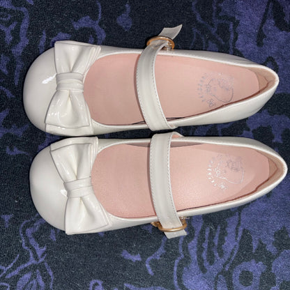 White Bow Flat Shoes