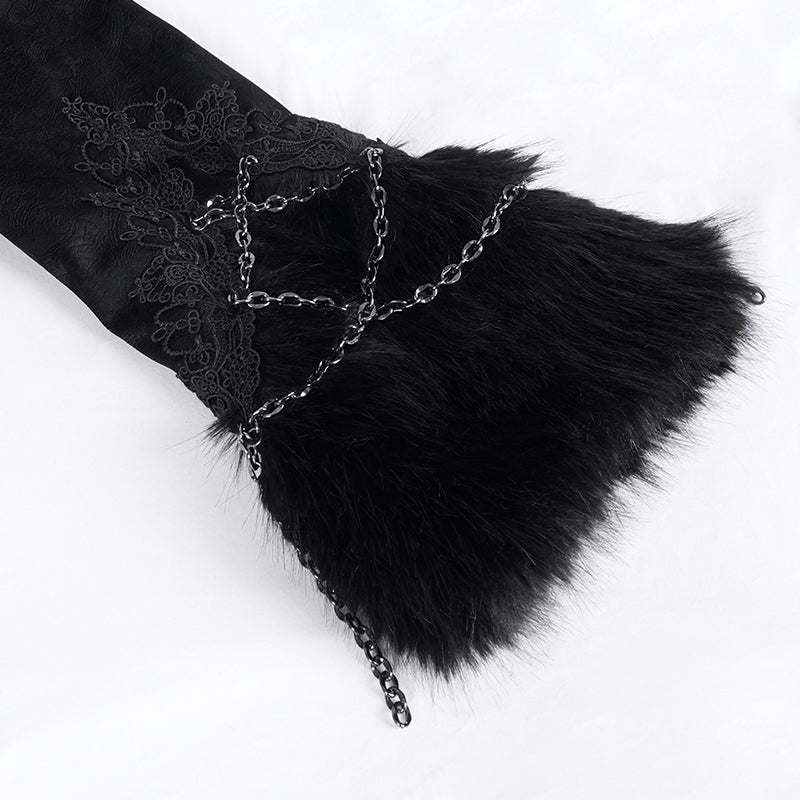 Gothic Vintage Faux Fur Trim Fitted Short Jacket