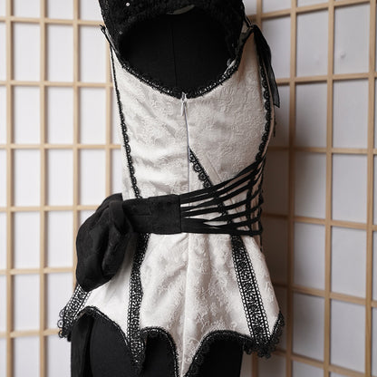 Blac&White Bat Corset with Removeable Sleeves