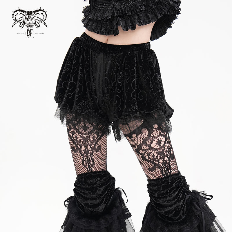 Gothic Embossed velvet Puff Shorts