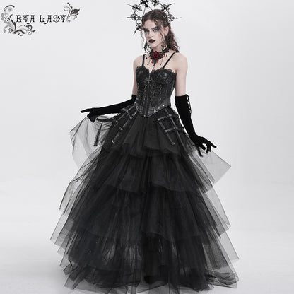 Gothic Fringed Iris One-Piece Bustle Corset