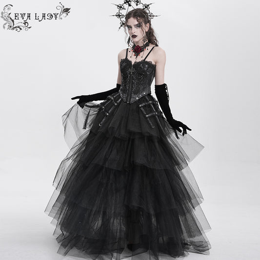 Gothic Fringed Iris One-Piece Bustle Corset
