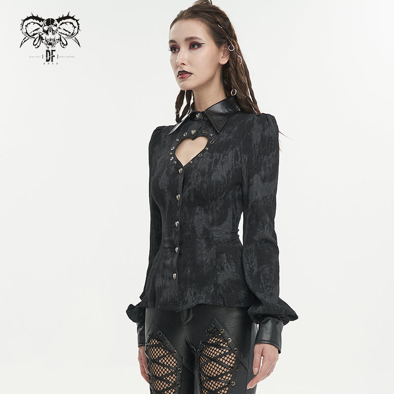 Heart cutout chest punk shirt