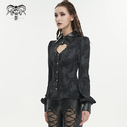 Heart cutout chest punk shirt