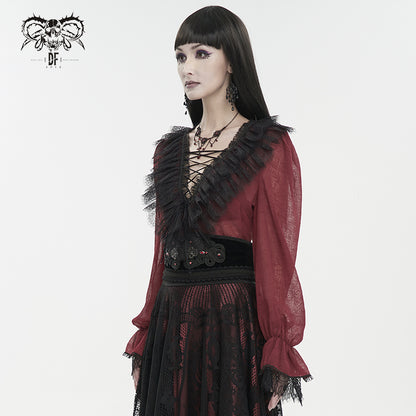【IN STOCK】GOTHIC LACE BLOUSE WITH RUFFLES