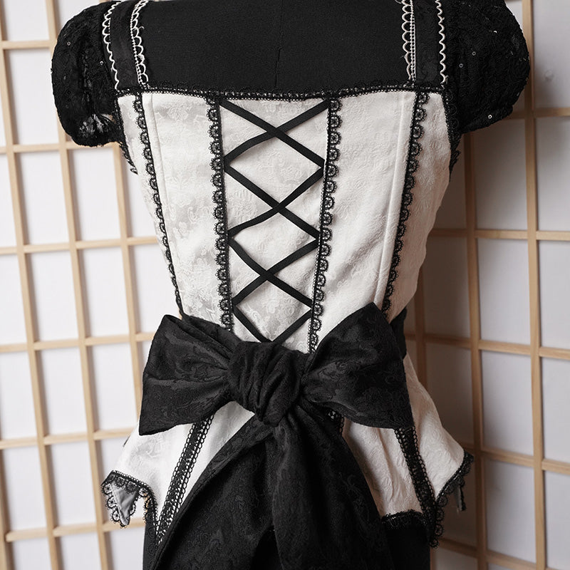Blac&White Bat Corset with Removeable Sleeves