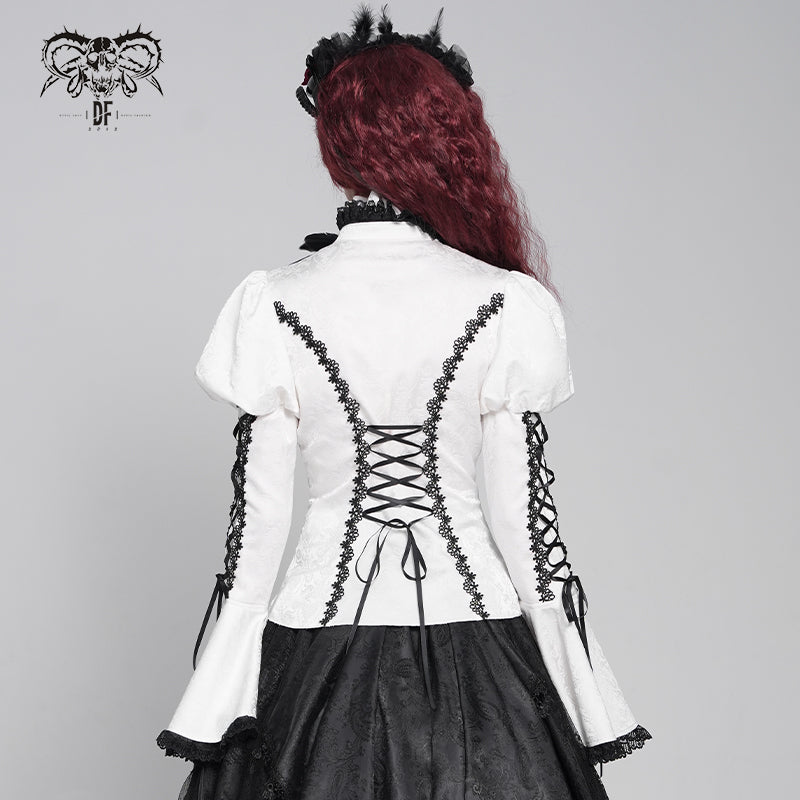 【IN STOCK】Love-shaped Jacquard White Gothic Blouse