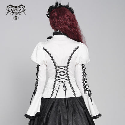 【IN STOCK】Love-shaped Jacquard White Gothic Blouse
