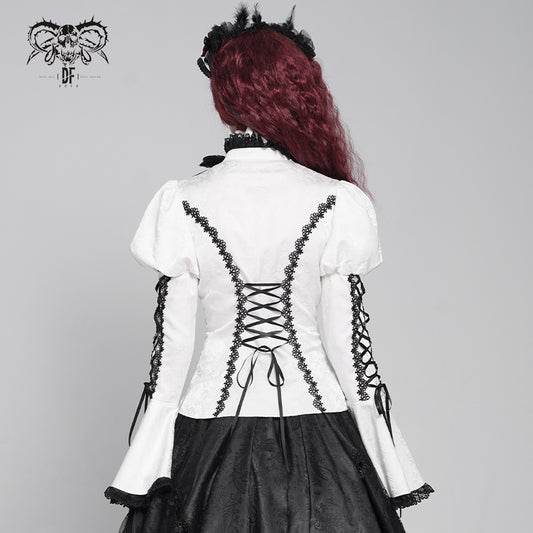 【IN STOCK】Love-shaped Jacquard White Gothic Blouse